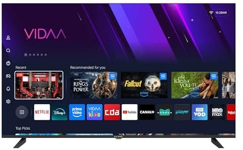 KIANO Elegance 55 Smart TV VIDAA – D-LED Full HD, Dolby Digital Plus 5.1, WiFi, 3×HDMI, 2×USB PVR, CI+, Design senza cornici