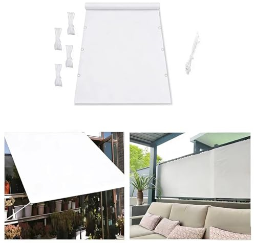 AUWUUA Toldo para Patio Exterior, Toldo Vela Impermeable 6x10M Lonas para Sombra Protección Rayos UV Resistente al Desgarro para Pergolas de Jardin, Patio, Terraza, Piscina, Balcón, Blanco