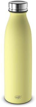 alfi PURE BOTTLE Isolierflasche 0,50 l, 24 h kalt, lemon sorbet mat | 12 h heiß, Kohlensäurefest, auslaufsicher, Edelstahl Trinkflasche, pulverbeschichtete Oberfläche, gelb