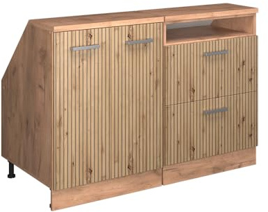 Vicco Küchenschrank für Dachschrägen R-Line, Artisan-Eiche, 120 cm 2er Set Schrankkorpuss 60 cm Tiefe, geeignet für schräge Wände und Variable Küchenmontage