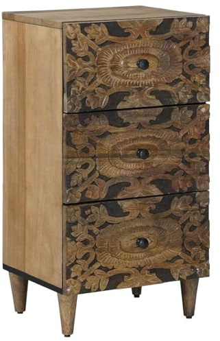 vidaXL Sideboard mit Speicher Braun 40 x 33,5 x 75 cm Massivholz Mango, Wohnzimmeraufbewahrung, moderner Sideboard, praktische Möbel, stylischer Organizer für Zuhause