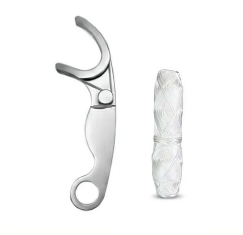 Plettro per filo interdentale riutilizzabile in acciaio inossidabile, supporto per filo interdentale in metallo e filo interdentale ricaricabile da 50 m, strumento portatile per la cura dei denti