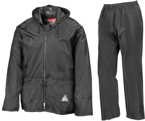 Result Herren Heavyweight Waterproof Jacket & Trouser Set Regenmantel, Schwarz-Schwarz, XX-Large