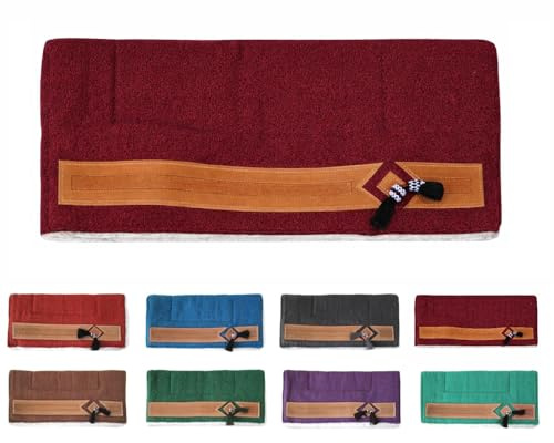 NETPROSHOP Pony Western Pad mit weichem Webfell und Lederverzierung, Rückenlänge ca. 62 cm, Farbe:Bordeaux