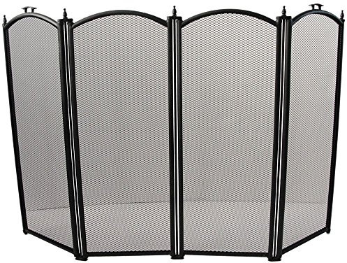 Home Discount Fire Vida Fire Screen 4 Panel, Black