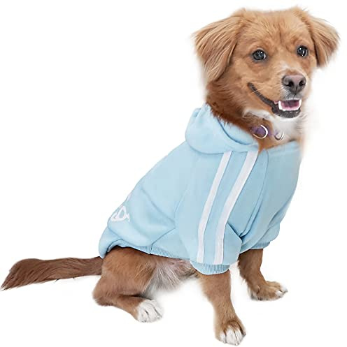 Eastlion Sweat à Capuche Chaud Coton Sweatshirt pour Chiens Pet Pull Vêtements Veste pour Chien Manteau Jumpsuit Costume,Bleu Clair XS