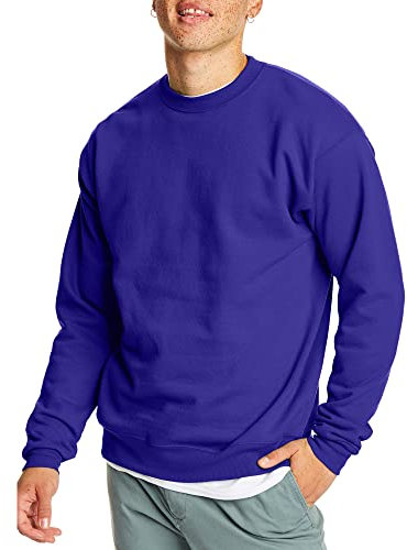 Hanes EcoSmart Fleece, Pullover Crewneck Sweatshirt, 1 Or 2 Pack Maglia di Tuta, Viola, L Uomo