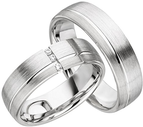 Verlobungsringe Eheringe Trauringe Partnerringe 2 Ringe 333 Gold in Weißgold JC011 *mit Gravur und Stein*