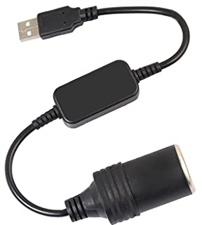 MeetUs - Convertitore con connettore USB maschio da 5 V a presa accendisigari femmina da 12 V per auto, cavo convertitore per auto, presa accendisigari per auto, DVR Dash Camera GPS, ecc, 1,2 m