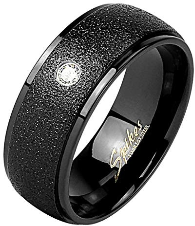 Mianova Herren & Damen Paar Ring Verlobungsring sandgestrahlt Diamantoptik Kristall