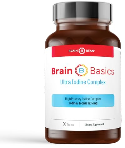 Brain Basics Ultra Iodine Complex Supplement for Thyroid Support, Iodine and Potassium Iodide in One, Iodine Supplement for Thyroid and Brain Health, 12.5 mg Iodine and Potassium Iodide - 90 Tablets