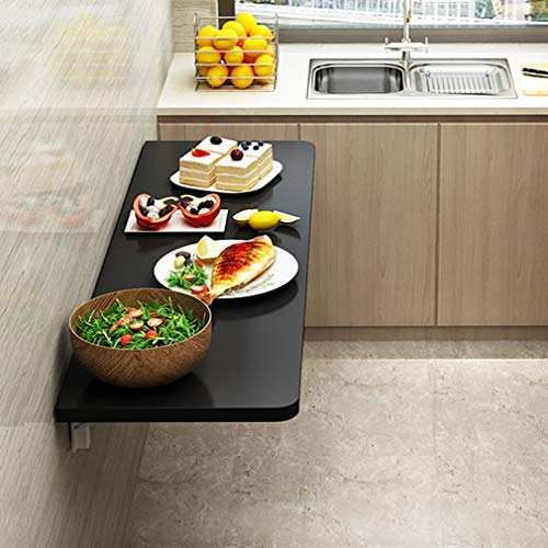 KDDEON Schwimmender Wandklapptisch,Wandtisch Klappbar aus Holz,Multifunktions Computertisch,Werkbank,Esstisch,für Office Home,18 Größen,mit Ständer und Schrauben,Schwarz (120x50cm/47x20in)
