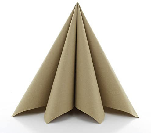 Mank Airlaid-Servietten 40 x 40 cm Neutral | perfekt für Gastronomie und Feiern | textilähnlich und saugstark | 50 Stück | (Naturbraun)