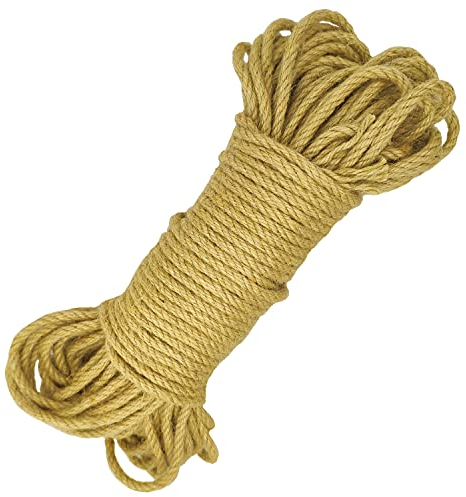 Jalunth Ficelle Corde Jute Naturelle - Grosse Cordelette Chanvre Naturel pour Arbre à Chat Balancoire Bricolage Bateau Décoration Jardin Exterieur Emballage Marin Jardinage 6, 14, 20, 32, 39, 51 mm