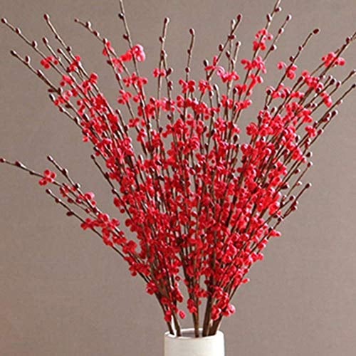 OUKEYI Lot de 10 Fleurs de Jasmin artificielles à Tige de 75 cm de Long pour hôtel, Maison, Bureau, Cuisine, Chambre, fête de Mariage, décoration à Faire soi-même (Rouge)
