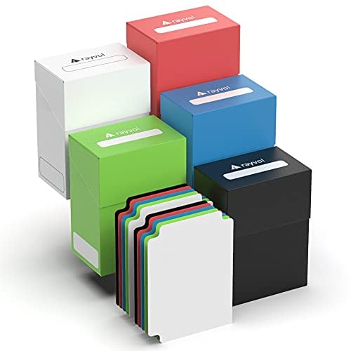 Rayvol 5 Karten Deck Box mit 2 Trennwänden/Box - Set mit 5 Kartenboxen für TCG (blau, rot, grün, schwarz, weiß)