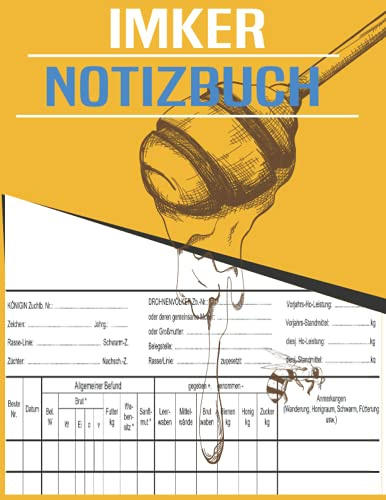 Imker Notizbuch: Stockkarten für Honigbienen: Bienenbuch mit Stockkarten zum Ausfüllen | Stockkartenbuch für die wichtigsten Beobachtungen imkerei ... Pages, 22 x 28xcm, Soft Cover, Matt Finish