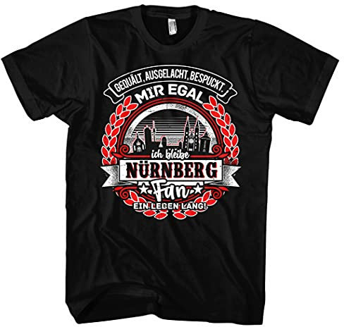 EIN Leben lang Nürnberg Herren T-Shirt | Stadt - Nürnberg Skyline - Fussball - Sport - Nürnberg Shirt - Ultras | Schwarz (4XL)