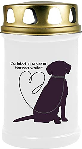HS Candle Grabkerze Grablicht (Hund Leine) - ca 48h / 2 Tage Brenndauer je Kerze (14,5cm, Ø 7cm) - viele versch. Designs