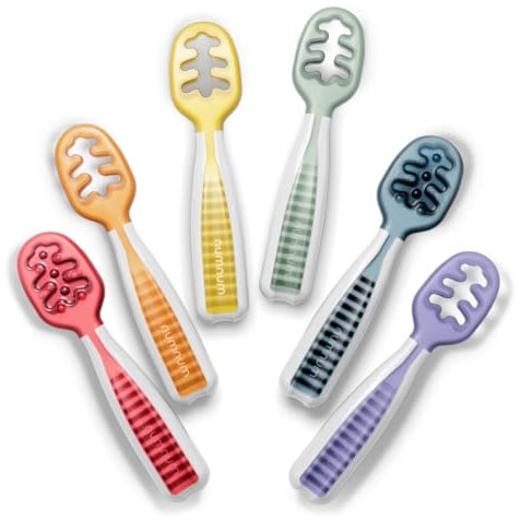 Cuillère Bébé 1er Âge en Silicone – Couverts d’Apprentissage Souples pour Nourrissons – Idéale pour Diversification Alimentaire et Autonomie (Collection Arc-en-ciel)