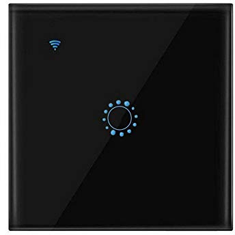 Smart Light Switch, Smart Home WiFi Wireless Panel Touch Wall Light Remote Control Switch Works with Alexa and Google Home, APP Remote Control (Black 1 Gang)