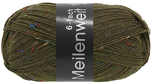 LANA GROSSA Meilenweit 6-fach 150 | 6-fädiger Sockenklassiker, waschmaschinenfest | Handstrickgarn 80% Schurwolle & 20% Polyamid | 150g Wolle zum Stricken & Häkeln | 390m Garn FB9248