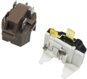 Wilsnsun Refrigerator/Freezer Overload Relay Kit for Whirlpool, Frigidaire, GE, KitchenAid, LG, Magic Chef. 1/4 HP, 110V, 4.7 Ohms. Brown/White