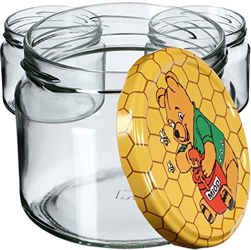 KADAX 100st Einmachgläser mit Schraubdeckel, Marmeladengläser 330ml, Vorratsgläser für Marmeladen, Konfitüren, Honig, Gläser mit Schraubverschluss (Winnie Puuh)