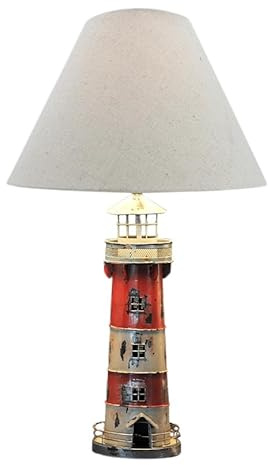 Sea-Club Lampe-Leuchtturm Schirmlampe Holz/Metall H=55cm Ø=30cm