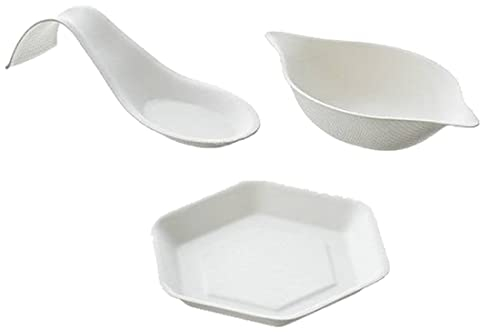 MAQA 50 pz Ciotoline aperitivo usa e getta monoporzioni finger food, vassoio aperitivo in polpa di cellulosa, ciotole monouso per assaggi CUCCHIAINO