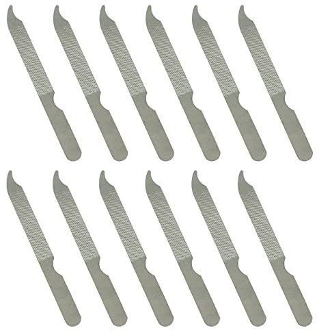 Limas de uñas (12 unidades), limas de uñas de metal para uñas naturales, lima de uñas fina y duradera de acero inoxidable de 4 pulgadas, lima a granel con punta curvada afilada, herramientas de