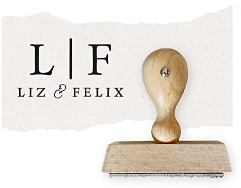 NORDEULE Personalisierter Stempel mit Initialien und Namen 4x2cm, Modell ELIN (Mit Stempelkissen)