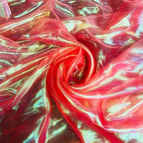 Wambere 150cmx5m Glanz Satin Modestoff,Bunt Glanz Satin Dekostoff Kostümstoff Stoffe zum Nähen Meterware Dekorieren,Lasertuch,Hauch Zart,zum Dekorieren Basteln,DIY Nähmuster Handwerk,Rot