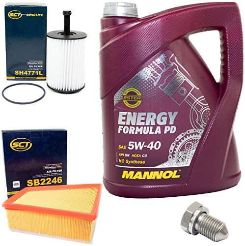 Motoröl Set 5W40 5 Liter + Ölfilter SH4771L + Ölablassschraube 15374 + Luftfilter SB2246