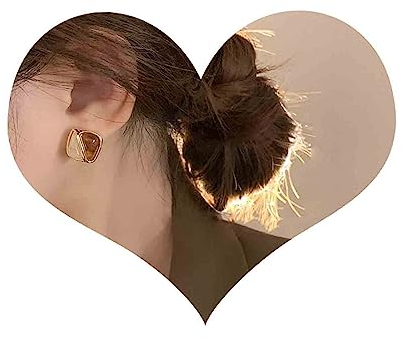 Dervivea Boho Bernstein Quadratische Ohrringe Bernstein Ohrstecker Harz Acryl Quadratische Ohrringe Vintage Quadratische Edelstein Ohrringe Schmuck Für Frauen Und Mädchen