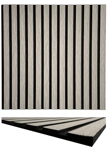 3D Akustik Lamellen Wandpaneele Holzoptik 52x52 cm – Leicht & Schallabsorbierend, Echtholz auf PET Filz, Design für Wand & Decke, 10 mm stark (11002A)