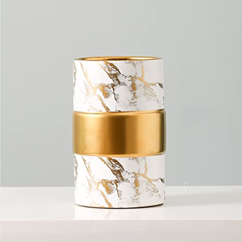 Vase, Keramikvase, marmorierte Vase, goldenes Blumenarrangement, Hydrokultur, Moderne Heimdekoration, Hochzeitszubehör (A 15 cm)