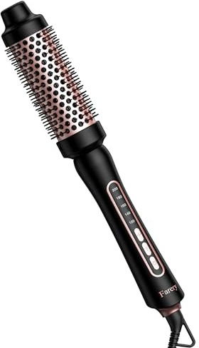FARERY 38mm Thermal Brush Thermobürste 5 Temperaturen, Heiße bürste nicht Lufttrockner, Lockenbürste für Wurzelvolumen und lockere Locken, Keramik-Turmalin Lockenstab für mehr Volumen, Dual-Spannung