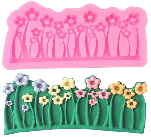 QDMOLDS Silikonform für Gras, Blumen, Fondant, Kuchendekoration, Cupcake-Topper, Polymerton, Süßigkeiten, Schokolade, Gummipaste, QD626
