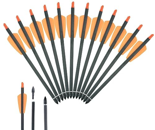 biubiusot 12 Stück 7,5 Armbrust Adder Bolzen Pfeile Carbon Armbrust Adder Cobra Adder Bolzen Pfeilspitzen Jagdspitzen Präzisionsziel Jagd Zielbogenschießen Schießen (12 Stück, 7.5inch)