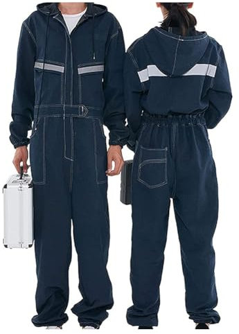 Welder Coverall Heavy Duty Safe Welding Overalls with Pocket Reflective Strip Boiler Suit Poly Cotton Protective Safety Work Wear for Men Women XL