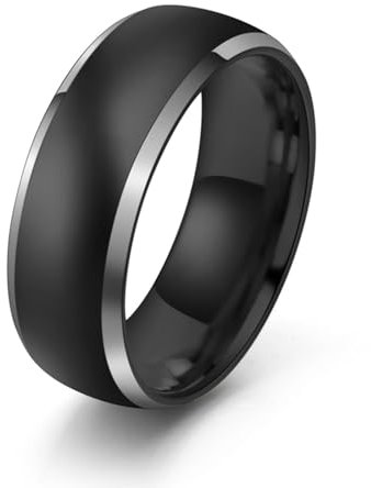 Skcess Ring Men, Wolfram Ringe Schwarz Einfach Ringe für Herren Männer Größe 65 (20.7)