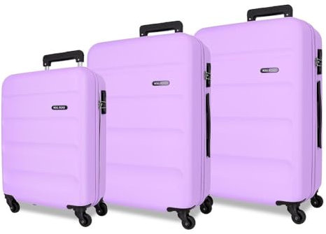 Roll Road Flex Valigia rigida realizzata in ABS, un materiale, chiusura a combinazione laterale 4 ruote doppie bagaglio a mano, pratico interno con un vano, Viola, 38 x 55 x 20 cm, 46 x 65 x 23 cm, 52