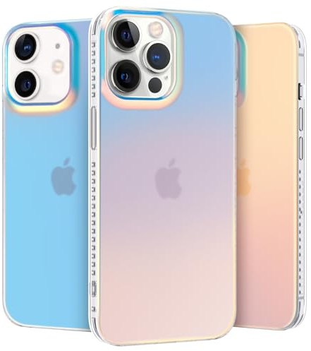 nicekool Hülle für iPhone 12/12 Pro 6,1 Zoll, HandyHülle Case für iPhone 12/12 Pro Schutzhülle Kratzfeste Rückseite Durchscheinende Matt, Schillernd Fluoreszierend