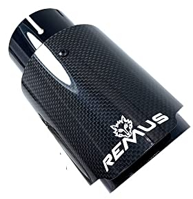 Auspuffblende Auto-Universal-Modifikation Edelstahl-Einzelauspuffrohr Vollcarbon-Logo glänzend schwarze Abdeckung Schalldämpferspitze for jedes Auto Auspuff Endrohr (Color : 60-101mm)