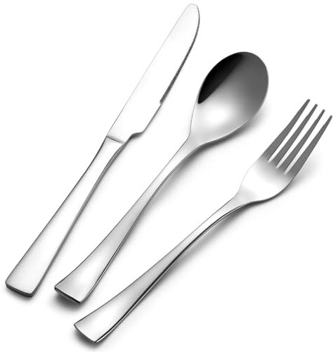 RISON-Titanium Set di Posate in Titanio da 3 Pezzi, Set di Coltelli, Cucchiai, Forchette Moderno con Lucidatura a Specchio Leggere per Casa/Cucina/Festa/Ristorante, Lavabile in Lavastoviglie