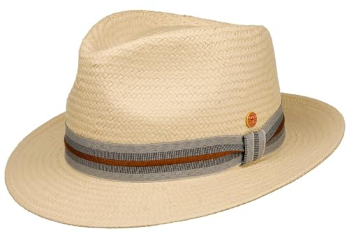Mayser Chapeau en Paille Maleo Trilby Femme/Homme - Made in The EU de Plage Soleil pour Le Jardin avec Ruban Gros Grain Ete Printemps-ete - L (58-59 cm) Nature