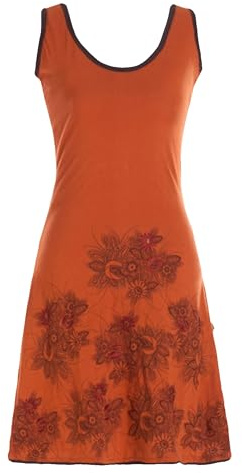 Vishes Damen Minikleid in Orange I Größe XL (42) I Handgefertigt aus 100% Baumwolle I Stylisches Sommerkleid für Freizeit & Alltag I Nachhaltige Alternative Bekleidung