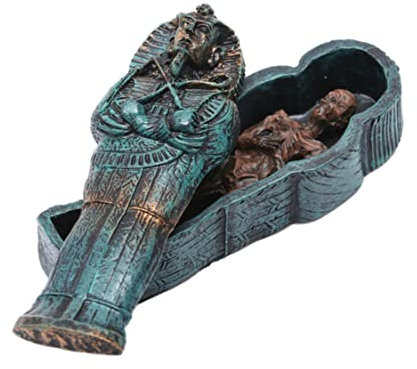 Pettaku Aquariumdekoration ägyptischer König Tutanchamun Pharao Sarkophag Sarg mit Mumienfigur Fischtank Ornament Grabstein Historische Skulptur