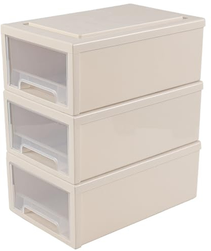 Rinboat 6.8 L Plastic Stacking Storage Drawers, 3 Packs | Desktop Stackable Drawer Unit